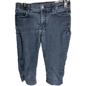 NYDJ Women Cropped Jeans Size 8 Petite Dark Blue Denim Mid Rise Cotton Blend